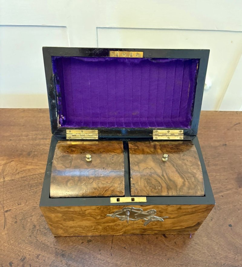 Outstanding Quality Antique Victorian Burr Walnut Tea Caddy - Image 8